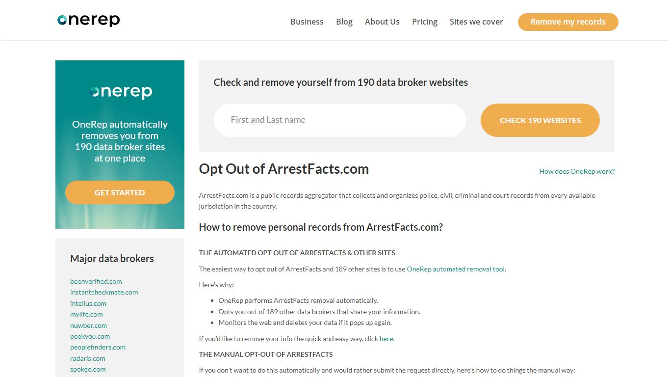 Arrestfacts.com Opt Out & Removal Guide | OneRep